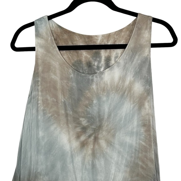 Unbranded Italian Silk Blend Sleeveless Langenlook Tie Dye Taupe/Blue Top Sz M - Picture 3 of 12